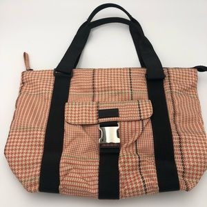 Ralph Lauren Peach Houndstooth Nylon Tote Bag